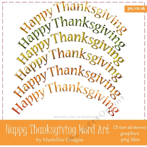 Happy Thanksgiving Curved Word Art Graphics