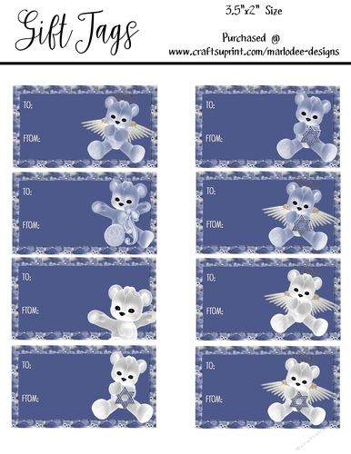 8 - 3.5x2 Hanukkah Holiday Gift Tags - Mixed Designs Sheet 5