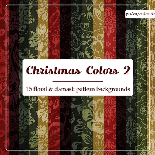 Christmas Colors 2 - Damask & Floral A4 Size Backgrounds