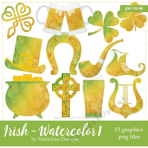 St. Patricks Day Watercolor Graphics
