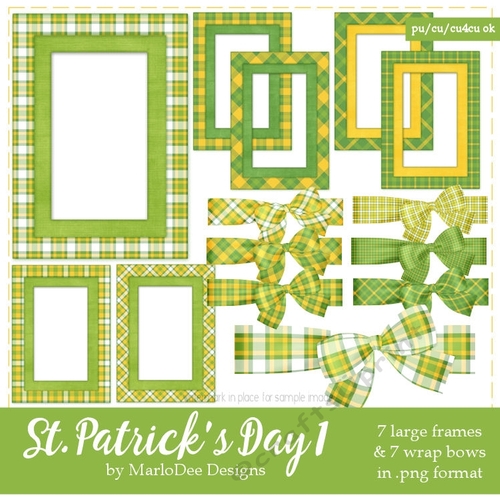 St. Patricks Day Colors 1 - Frames & Bow Graphics set 2