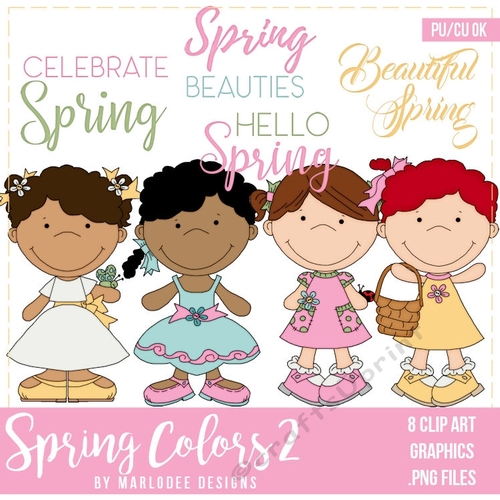 Spring Girls Clipart Graphics (set 1)