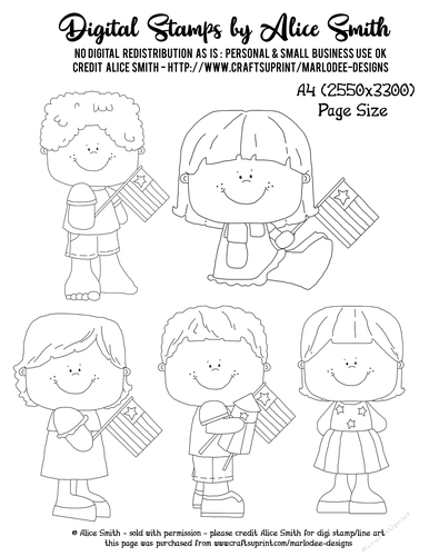 American Patriotic {July 4th} Children Digi Stamps