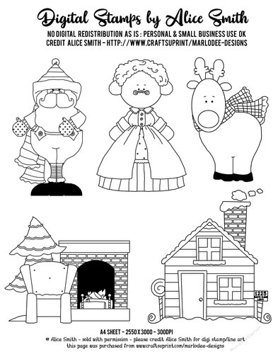 1225 Santa Claus Lane - Santa & Mrs. Claus Christmas Digi Stamps