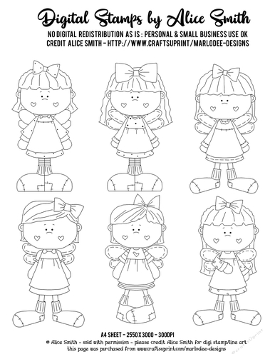 Angel Girls Digital Stamps