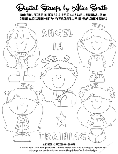 Angels in Training - Little Girls Digital Stamps