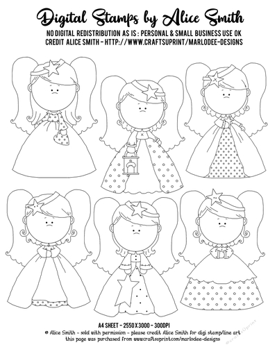 Angel Wings - Girl Digital Stamps