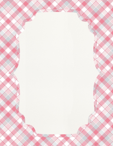 Pink, Grey & White Plaid Background with Framed White Center