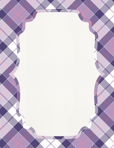 Purple, Pink & White Plaid Background with Framed White Center