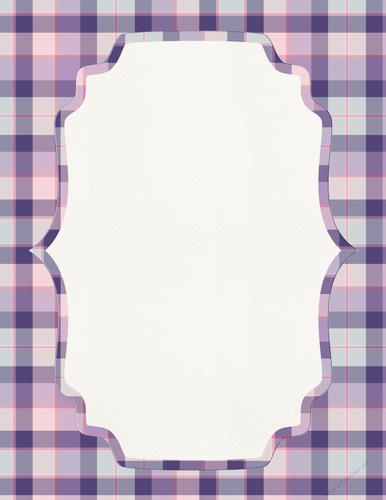 Purple, Pink, Grey & White Plaid Background with Framed White Center