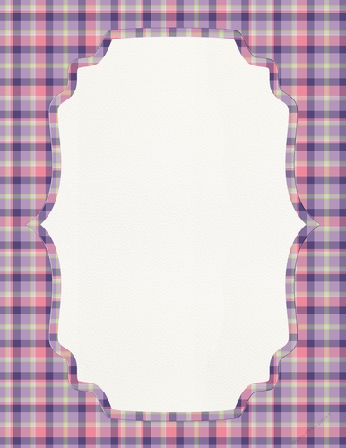 Purple, Pink, Grey, Green & White Plaid Background with Framed White Center