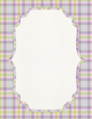 Green, Purple, Pink & Grey Plaid Background with Framed White Center