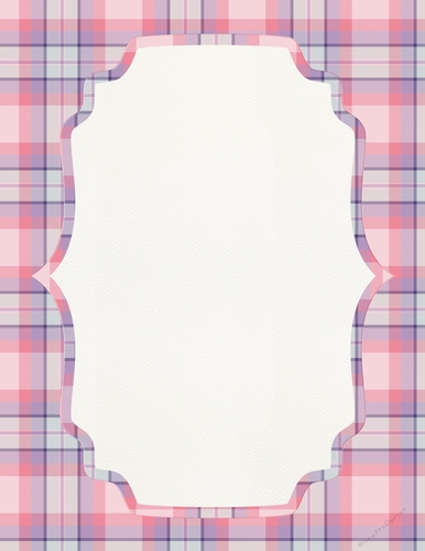 Purple, Pink & Grey Plaid Background with Framed White Center