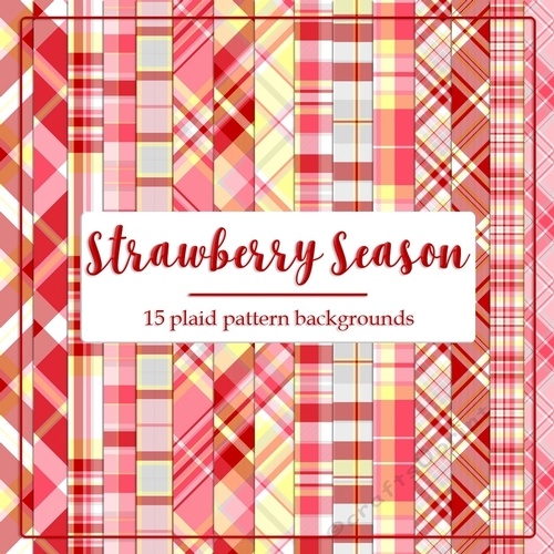 Strawberry Season - Plaid Tartan Pattern A4 Size Backgrounds