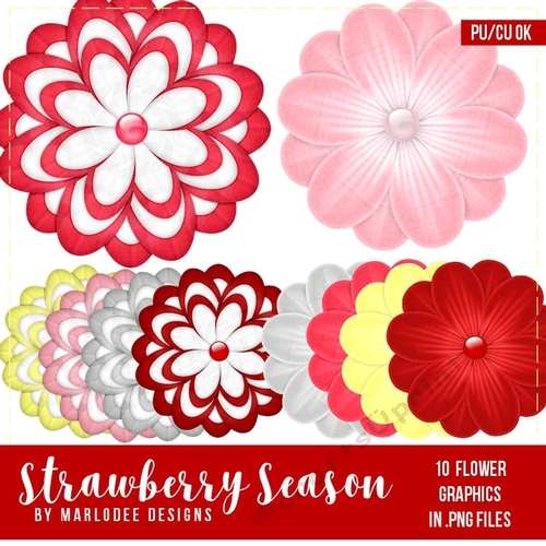 Strawberry Season - Flower Graphics {pkg 2}