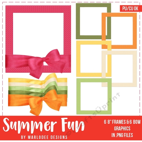 Summer Fun - Square Metal Texture Frames & Fabric Bow Graphics {set 1}