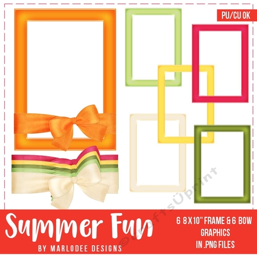 Summer Fun - Vertical Metal Gloss Frames & Fabric Bow Graphics {set 1}