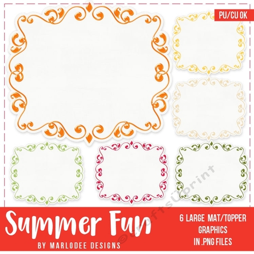 Summer Fun - White Mats with Metal Look Swirl Frames