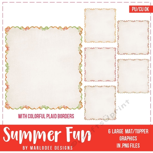 Summer Fun - Tan Texture Mats with Plaid Swirl Frames