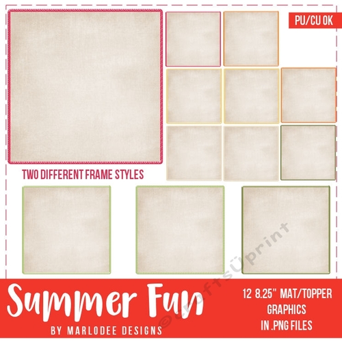 Summer Fun - Tan Texture Square Mats with Metal Look Frames