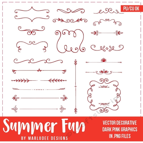 Summer Fun - Dark Pink Swirl Dividers & Ornaments