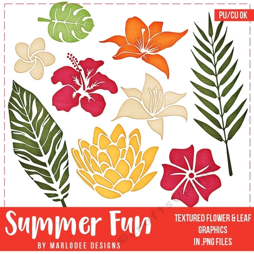 Summer Fun - Tropical Flowers {Textured}
