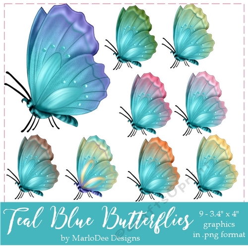 Teal Blue Butterflies 