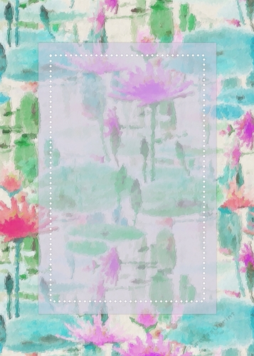 Lilly Pads & Flowers Oil Painting Look with Vertical Sheer Topper - 5x7 Background
