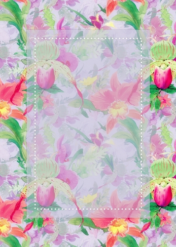 Pretty Summer Flowers Pattern with Vertical Sheer Topper - 5x7 Background