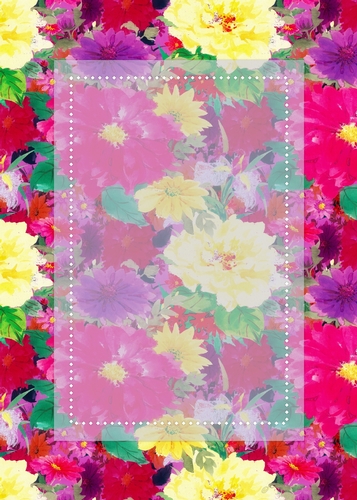 Pretty Pink Yellow & Purple Flowers Pattern with Vertical Sheer Topper - 5x7 Background