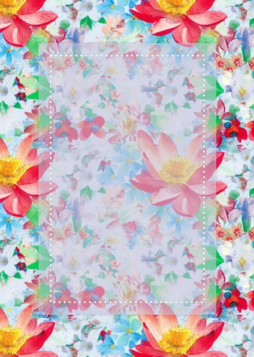 Pretty Red & Blue Flowers Pattern with Vertical Sheer Topper - 5x7 Background