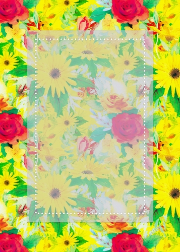Yellow Daisies & Red Roses Pattern with Vertical Sheer Topper - 5x7 Background
