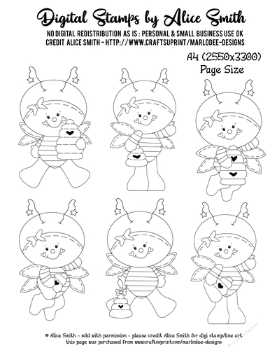 Linda the Bee - Beehive - Digital Stamp Graphics