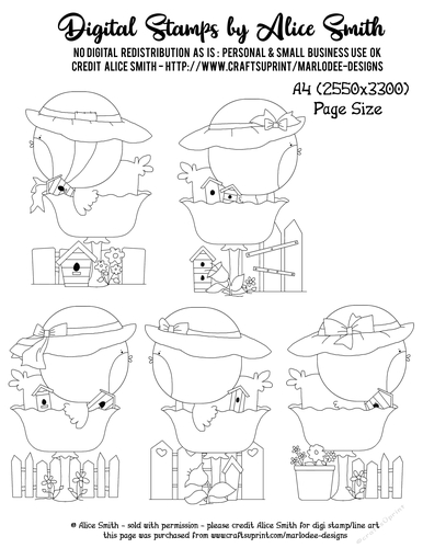 Birdbath Birdies - Digital Stamp Graphics