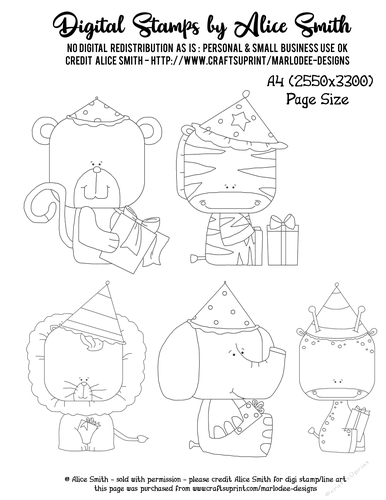Birthday Zoo Animals - Digital Stamp Graphics