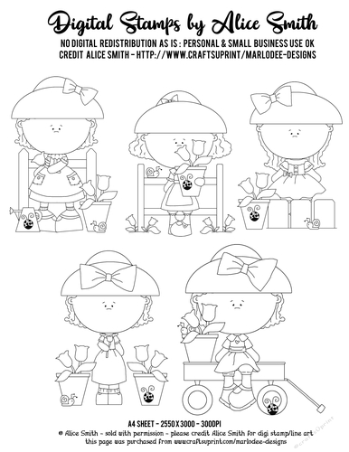 Buttercup Gardening Girls - Digital Stamp Graphics