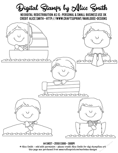 By the Sea Boys - Digital Stamp Graphics