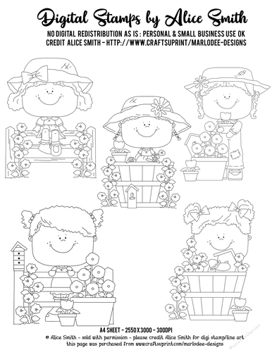 Flower Potts Girls - Digital Stamp Graphics