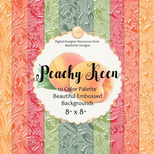 Peachy Keen - Color Palette 8x8 Beautiful Embossed Backgrounds