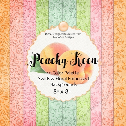 Peachy Keen - Color Palette 8x8 Pretty Embossed Backgrounds