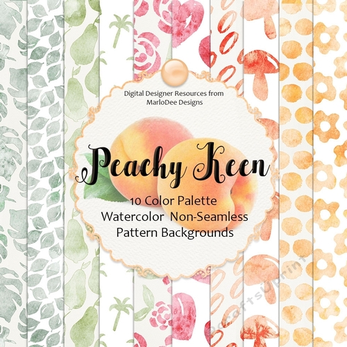 Peachy Keen - Color Palette Watercolor Pattern Backgrounds 