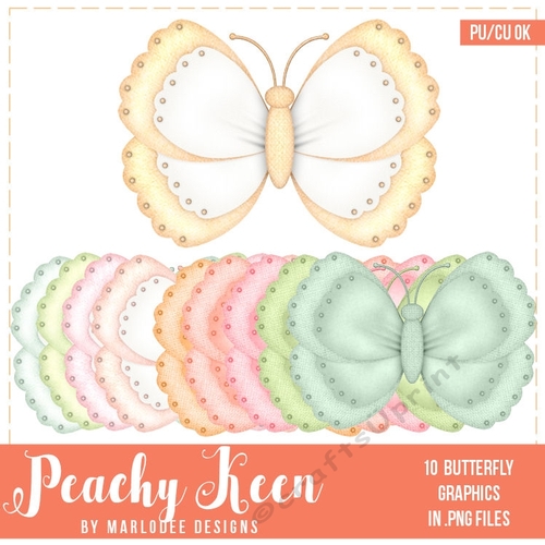 Peachy Keen - Color Palette Cute Butterfly Graphics