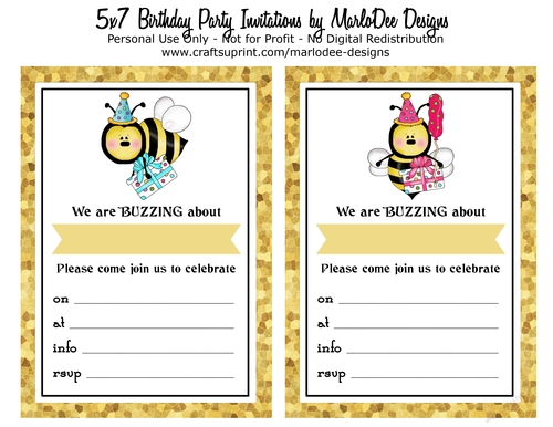 Birthday Party Invitation - We Are Buzzing About - Bumble Bees {set 1}