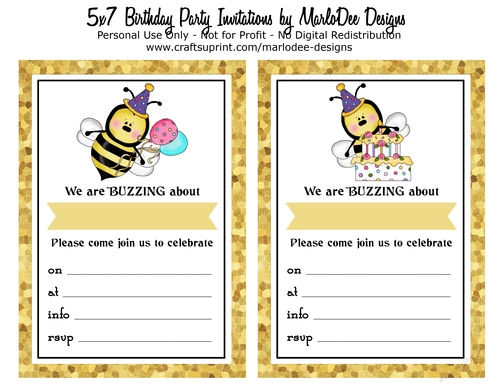 Birthday Party Invitation - We Are Buzzing About - Bumble Bees {set 2}