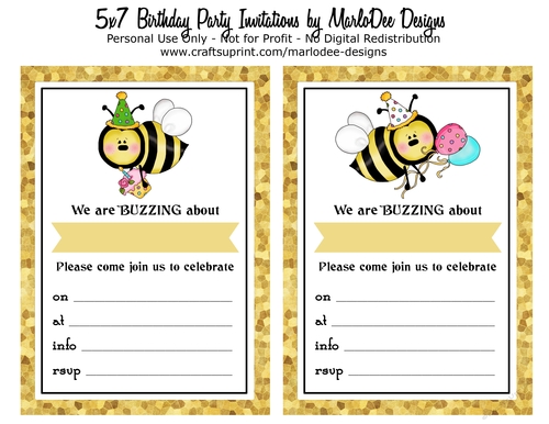 Birthday Party Invitation - We Are Buzzing About - Bumble Bees {set 3}