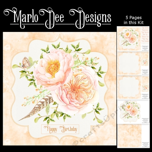 Beautiful Peach Color Watercolor Floral Mini Card Kit