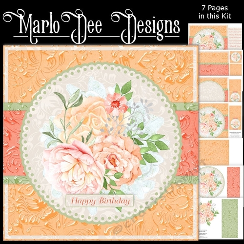 Beautiful Watercolor Flowers - 8x8 Peach & Green Mini Card Kit