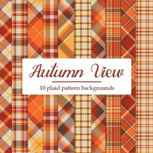 Autumn View - Color Palette 8x8 Plaid Tartan Backgrounds