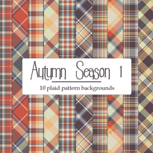 Autumn Season - Color Palette One - 8x8 Plaid Tartan Backgrounds