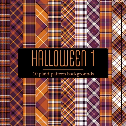 Halloween Colors 1 - 8x8 Plaid Tartan Backgrounds